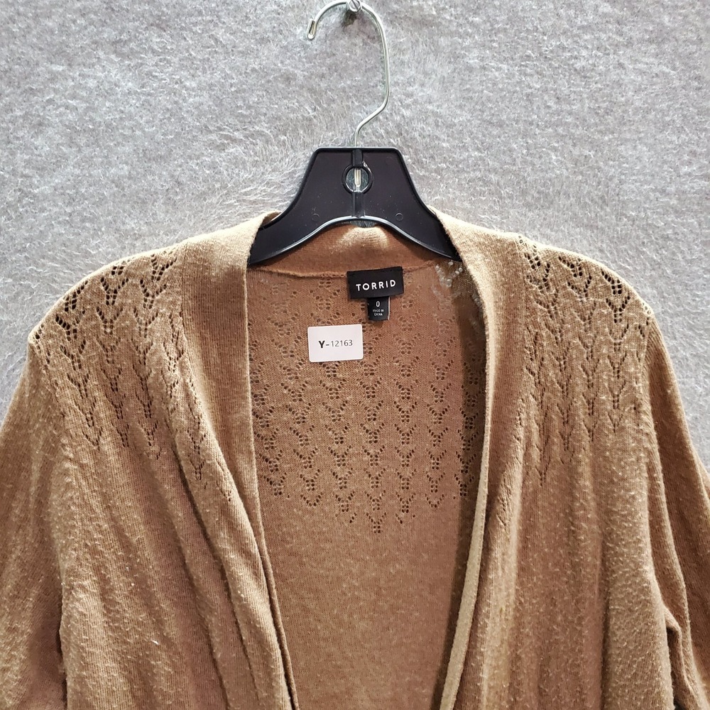 Torrid‎ Women Sweater 0 Brown Rib Open Front Cardigan Duster Pockets - Picture 6 of 6